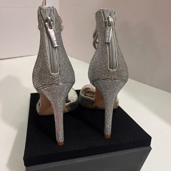 🖤 Gianni Bini Rhinestone Ankle Strap Heels – Silver | Size 6.5 - Picture 4 of 9